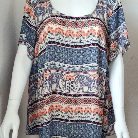 Plus Size 3X Torrid Elephant Print Boho Harper Georgette Blouse top shirt womens - Picture 3 of 5